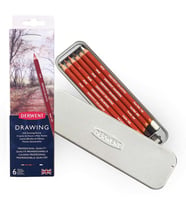 Derwent Drawing Yağlı Eskiz Kalemi 6lı Set Metal Kutu