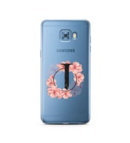 Pembe Çiçekli Harf Tasarım Süper Şeffaf Silikon Telefon Kılıfı Samsung C5 Pro   