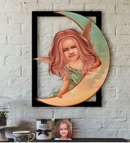 BK Gift Kişiye Özel Kız Çocuk Melek Karikatürlü 3D Ahşap Tablo-1