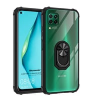 Microsonic Huawei P40 Lite Kılıf Grande Clear Ring Holder Siyah