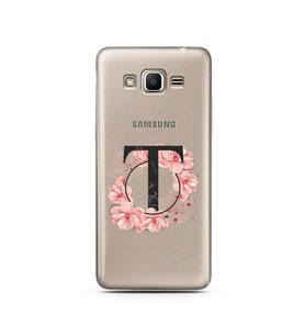 Pembe Çiçekli Harf Tasarım Süper Şeffaf Silikon Telefon Kılıfı Samsung J2 Prime 