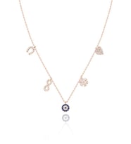 Roz Gümüş Şans Kolyesi Kar tanesi Kalp Nazarlık Sonsuzluk Kolye UC-376 (Bronz)
