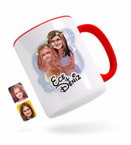 BK Gift Kişiye Özel Kız Kardeşler Karikatürlü Kırmızı Kupa Bardak-2