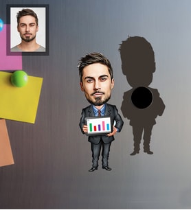 Kişiye Özel Patron Karikatürlü Ahşap Magnet Bay-14