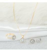 Taşlı 14 Ayar Altın 3'lü Mini Set