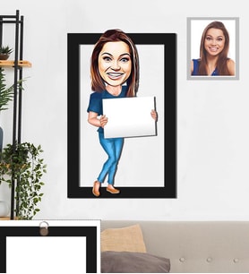 Kişiye Özel Bayan Karikatürlü 3D Ahşap Tablo 30x47 Model-11