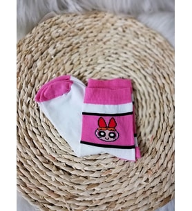 Powerpuff Girls Blossom Çorap (Beyaz-Pembe)