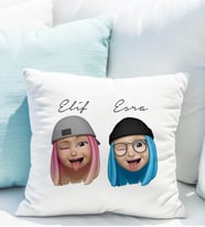 Emoji Kız Arkadaş Stiker Yastığı Kişiye Özel