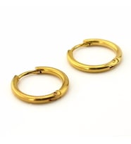 SARI RENK 16mm İNCE HALKA ÇELİK UNİSEX KÜPE E760