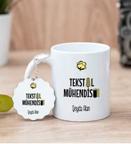 Tekstil Mühendisi Beyaz Kupa Bardak Ve Anahtarlık Set