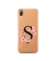 Pembe Çiçekli Harf Tasarım Süper Şeffaf Silikon Telefon Kılıfı Huawei Y5 2019 Ş-