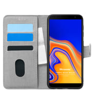 Microsonic Samsung Galaxy J4 Plus Kılıf Fabric Book Wallet Gri