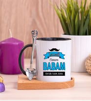 Canım Babam Ahşap Altlıklı Siyah Kupa Bardak