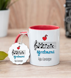 Müzik Öğretmeni Kırmızı Kupa Bardak Ve Anahtarlık Set