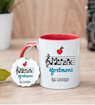 Müzik Öğretmeni Kırmızı Kupa Bardak Ve Anahtarlık Set