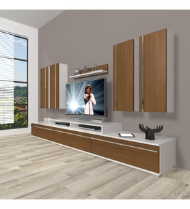 Decoraktiv Ekoflex 8d Mdf Tv Ünitesi Tv Sehpası (Beyaz - Ceviz)