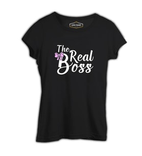 The Real Boss Siyah Kadın Tshirt