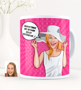 BK Gift Kişiye Özel Bayan Kolay Yetişmiyor Karikatür Beyaz Kupa Bardak - 6