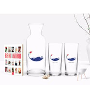 BK Gift Kişiye Özel Renkli Baskılı Kütahya Tasarımlı Turistik İkili Rakı Bardağı Karaf ve Cep Kitabı Hediye Seti-1 (Model 1)