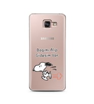 Snoopy Tasarımlı Süper Şeffaf Silikon Telefon Kılıfı Samsung A7 (2016)