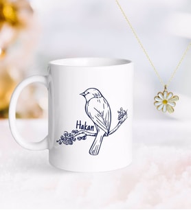 BK Gift Kişiye Özel Sevgililer Günü Kupa ve Çift İsimli Papatya Kolye-84 (Model 1)