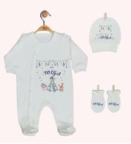 Pia Baby Gl 1942-01 İsme Özel Üçlü Tulum Set