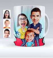 BK Gift Kişiye Özel Aile Karikatürlü Beyaz Kupa Bardak  1