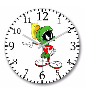 Looney Tunes Marvin The Martian Duvar Saati Bombeli Gercek Cam