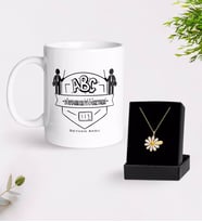 BK Gift Kişiye Özel Dünyanın En İyi Öğretmeni Beyaz Kupa ve Papatya Kolye Hediye Seti-18 (Model 1)