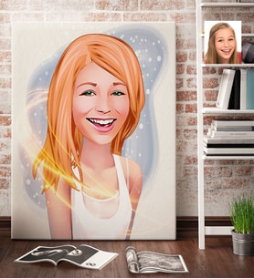 BK Gift Kişiye Özel Bayan Karikatürlü Kanvas Tablo 70x100cm -37