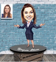 Kişiye Özel Öğretmen Karikatürlü Ahşap Biblo Bayan-4