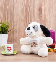 Dudak Tasarım Yeşil Türk Kahvesi Fincanı ve Peluş Köpek