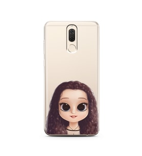 Kıvırcık Saçlı Kız Tasarımlı Süper Şeffaf Silikon Telefon Kılıfı Huawei Mate 10 