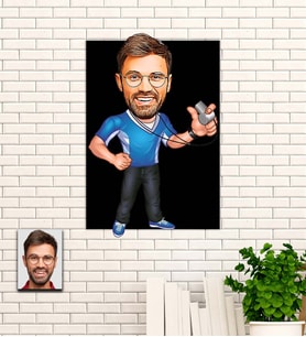 Kişiye Özel Hediye Antrenör  Karikatürlü Uv Baskılı Ahşap Tablo
