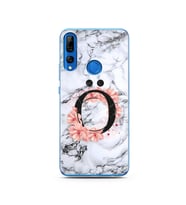 Mermer Çiçekli Harf Tasarım Süper Şeffaf Silikon Telefon Kılıfı Huawei Y9 Prime 