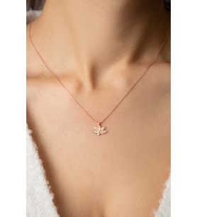 Elika Silver Kadın Taşlı Lotus Model  925 Ayar Gümüş Kolye