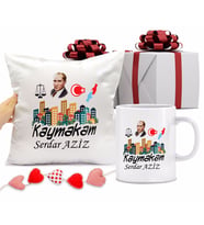 Kaymakam Kupa Bardağı ve Yastığı Hediye Seti (Model 1)