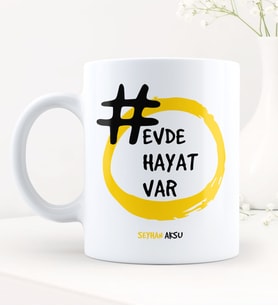 BK Gift Kişiye Özel EvdeHayatVar Hashtag Beyaz Kupa Bardak - 7
