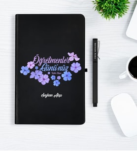 BK Gift Kişiye Özel Öğretmenler Gününüz Kutlu Olsun Siyah Defter Kalem Hediye Seti - 3