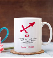 BK Gift Kişiye Özel Yay Burcu Beyaz Kupa Bardak