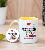 Psikolojik Danışman Sarı Kupa Bardak Ve Anahtarlık Set