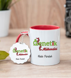 Genetik Mühendisi Kırmızı Kupa Bardak Ve Anahtarlık Set