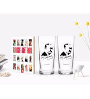 BK Gift Kişiye Özel Renkli Baskılı Atatürk Temalı İkili Rakı Bardağı ve Rakı Cep Kitabı Hediye Seti-26 (Model 1)