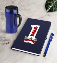 BK Gift Kişiye Özel 1. Sınıf Baba Lacivert Defter Kalem Termos Mug Seti (Model 1)