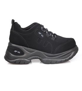 MP 221-305 Dolgu Topuk Siyah Nubuk Kadın Sneakers