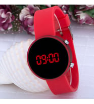 PİNKOLİ Metalik Kırmızı Dijital Led Silikon Bileklik Kız Çocuk Yetişkin Saat  ST