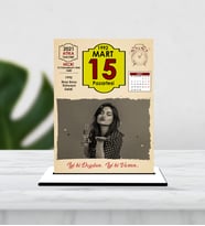Kişiye Özel Doğum Günü Hediyesi Fotoğraflı Retro Takvim Yaprağı Tasarımlı Mdf Biblo 13*18 cm