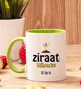 Ziraat Mühendisine Hediye İçi Ve Kulpu Renkli Kupa Bardak