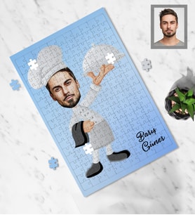 Kişiye Özel Aşçı Tasarımlı Karikatür A3 240 Parça Puzzle Bay-3