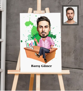 Kişiye Özel Patron Karikatürlü  Ahşap Tablo 30x47 Bay-13